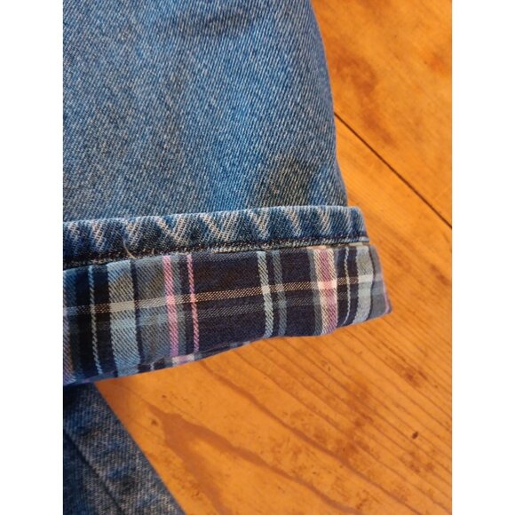 Vtg LL Bean Womens 12P Denim Straight Leg Relaxed Fit Plaid Flannel Lined Jeans - Picture 2 of 9
